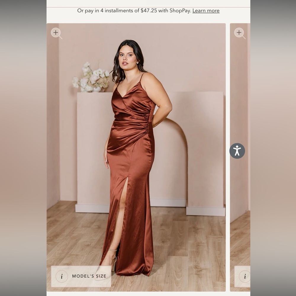 Revelry Satin Dress Size 6 Terracotta Rust (Rory)